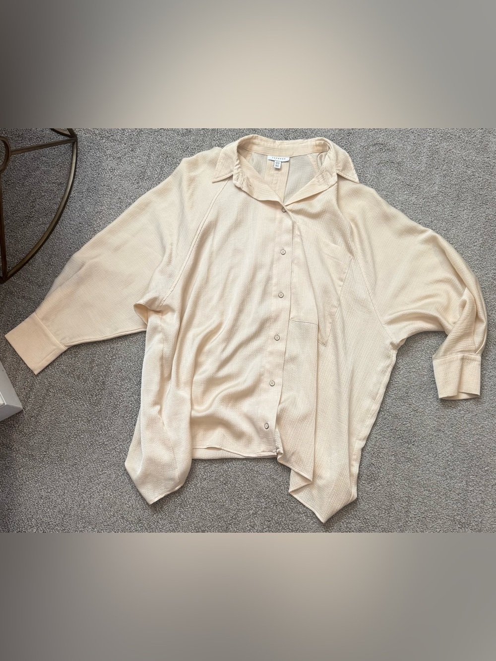 Topshop, button down satin blouse.